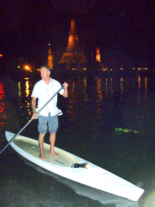 Our guide, Svein Rasmussen, on the Chao Praya with a new proto.